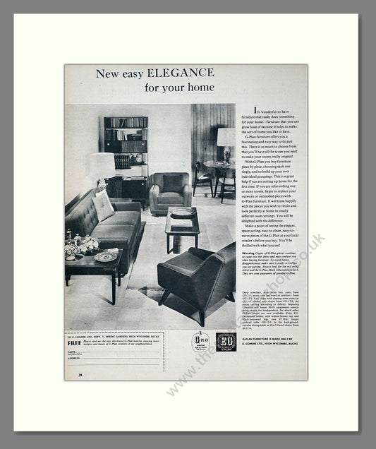 G-Plan - Easy Elegance. Vintage Advert 1958 (ref AD302773)