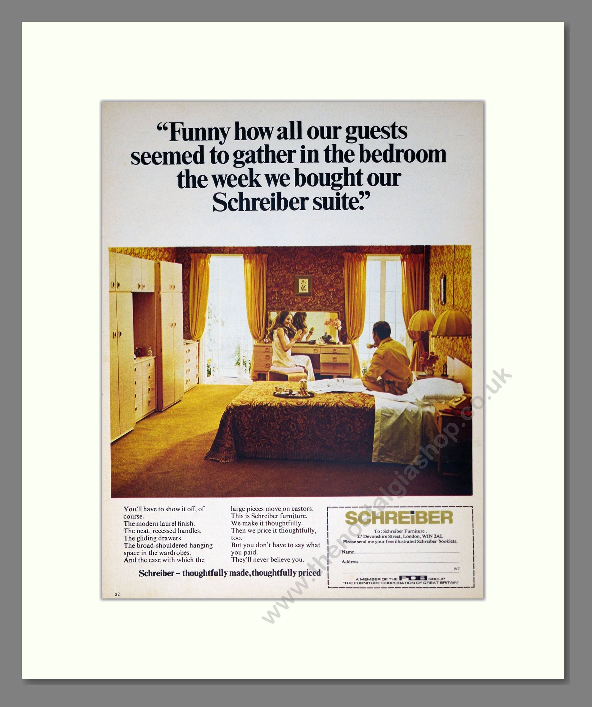 Schreiber - Bedroom Furniture. Vintage Advert 1969 (ref AD302790)