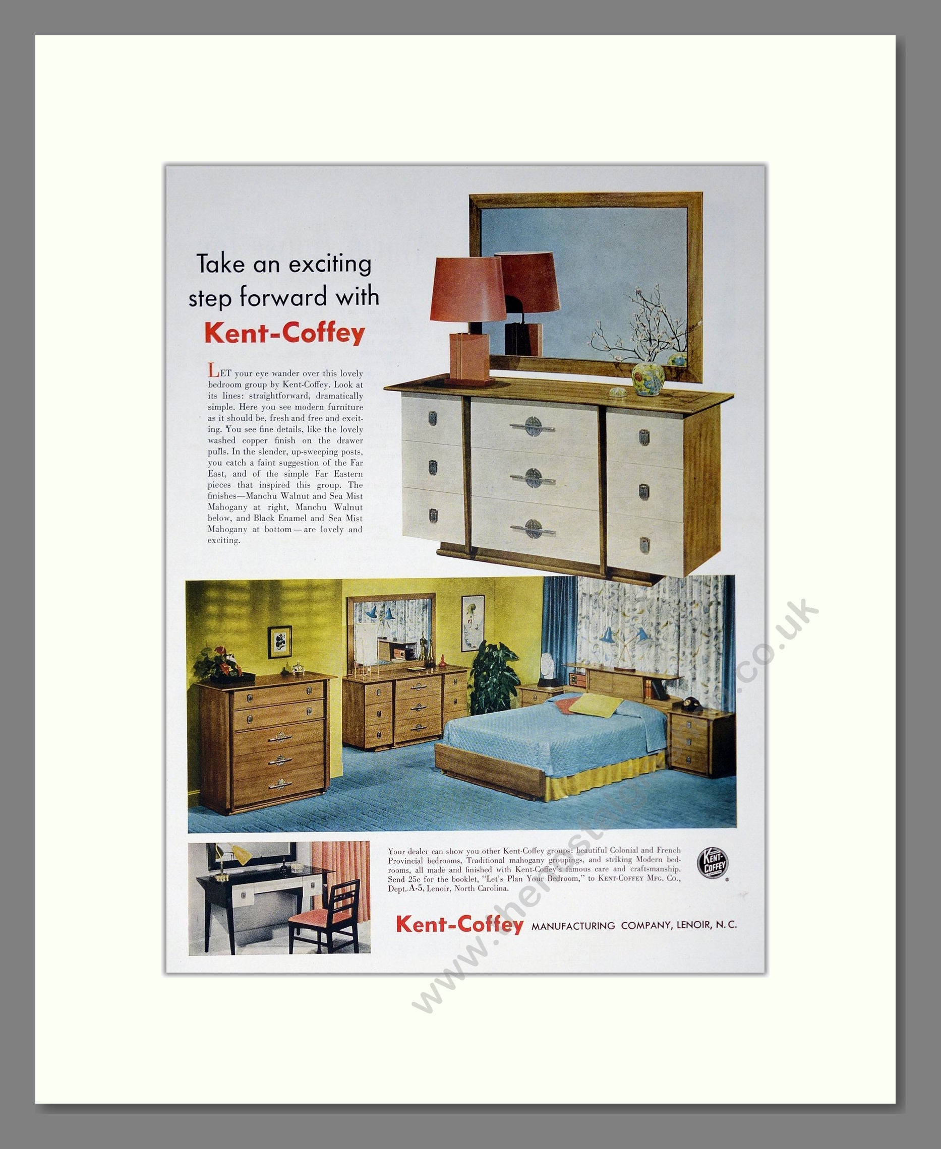 Kent-Coffey - Bedroom Furniture. Vintage Advert 1955 (ref AD302795)