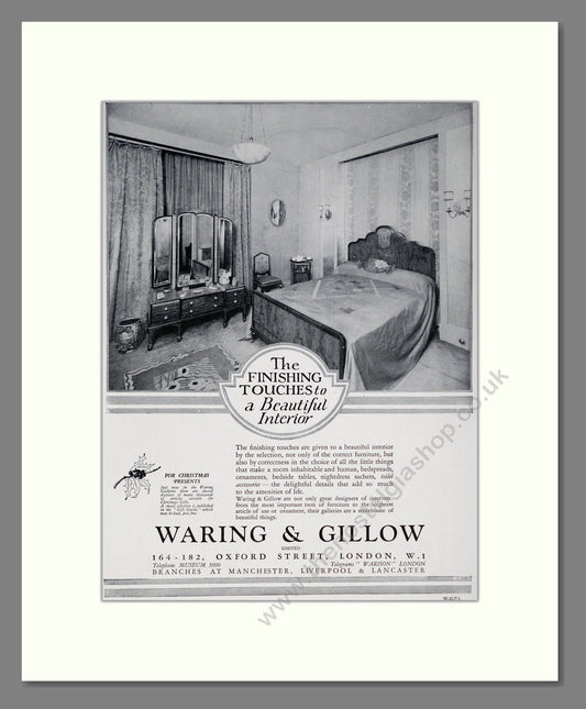 Waring And Gillow - Bedroom Furniture. Vintage Advert 1927 (ref AD302797)