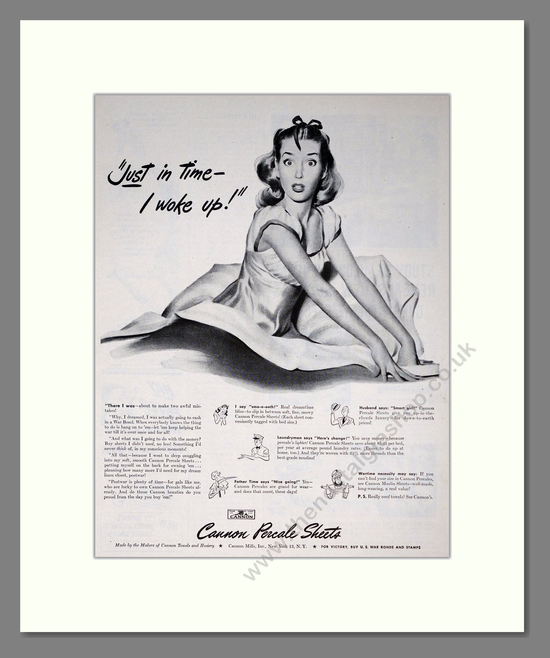 Cannon  - Percale Sheets. Vintage Advert 1945 (ref AD302803)