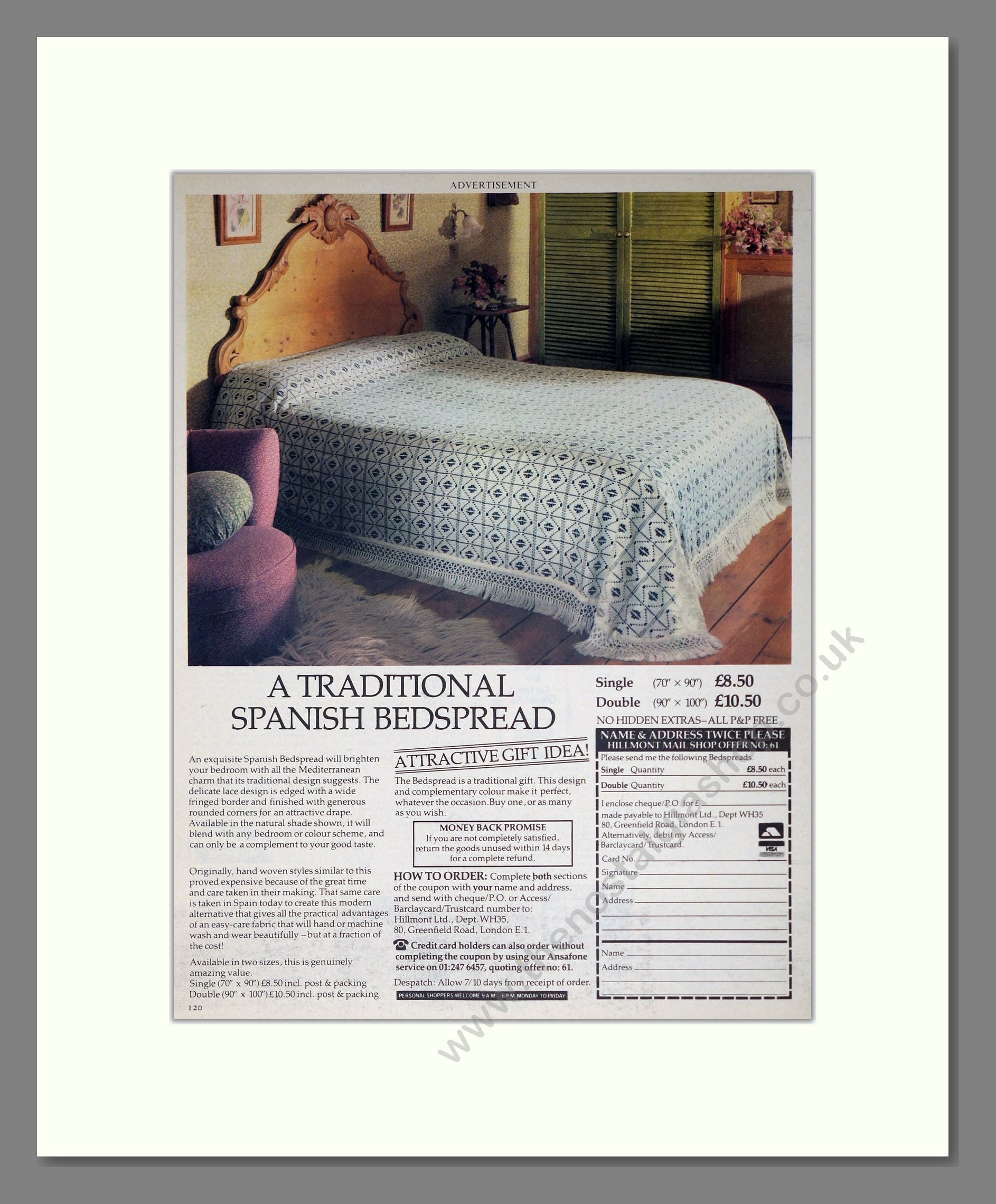 Spanish Bedspread - Traditional Bedding. Vintage Advert 1981 (ref AD302806)