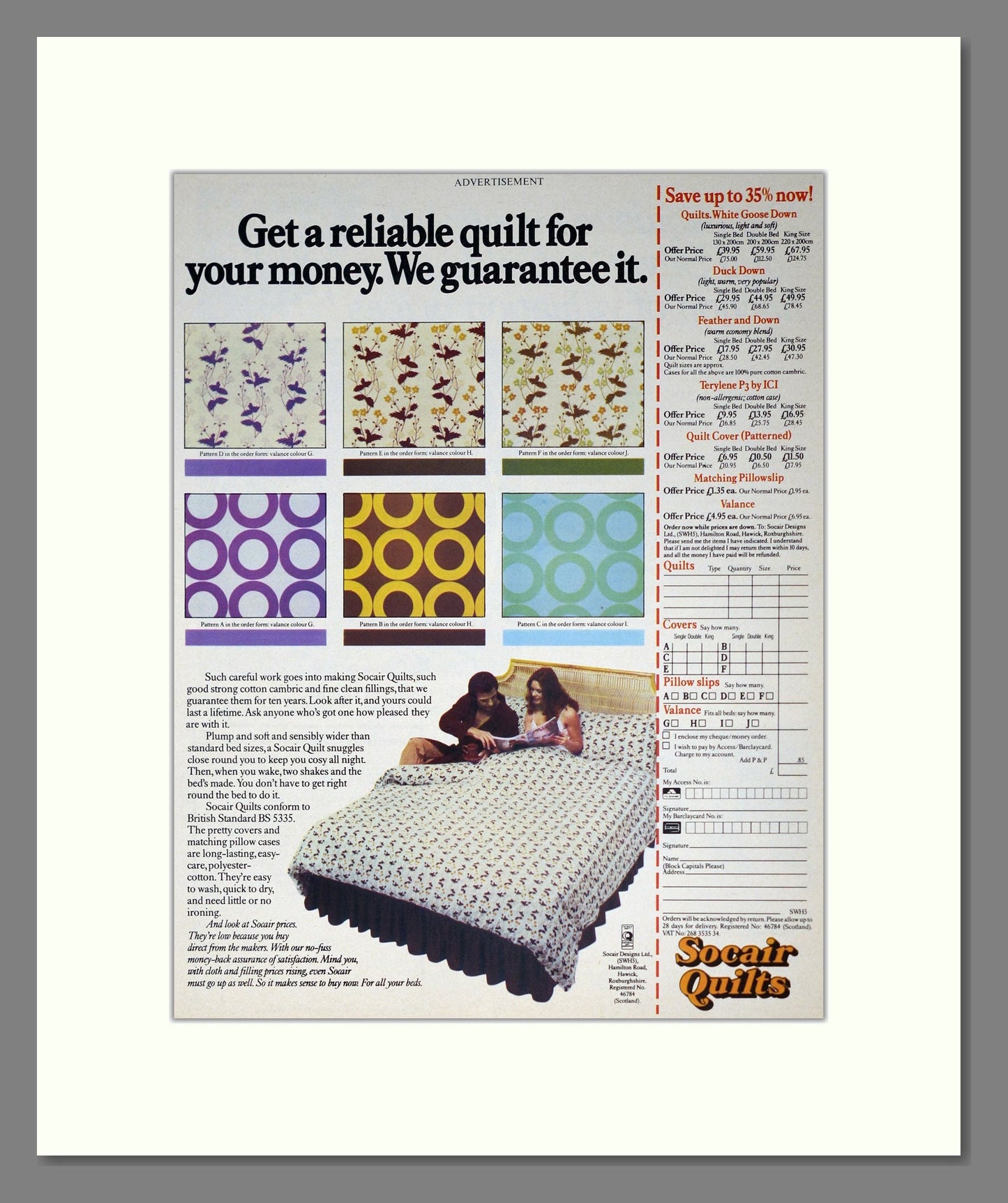 Socair - Continental Quilts. Vintage Advert 1977 (ref AD302807)