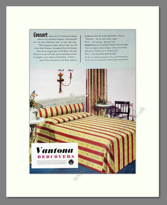 Vantona - Bedcovers. Vintage Advert 1954 (ref AD302819)