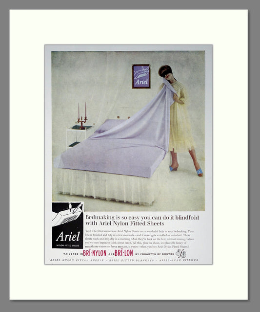 Ariel - Bri-Nylol Fitted Sheet. Vintage Advert 1960 (ref AD302821)