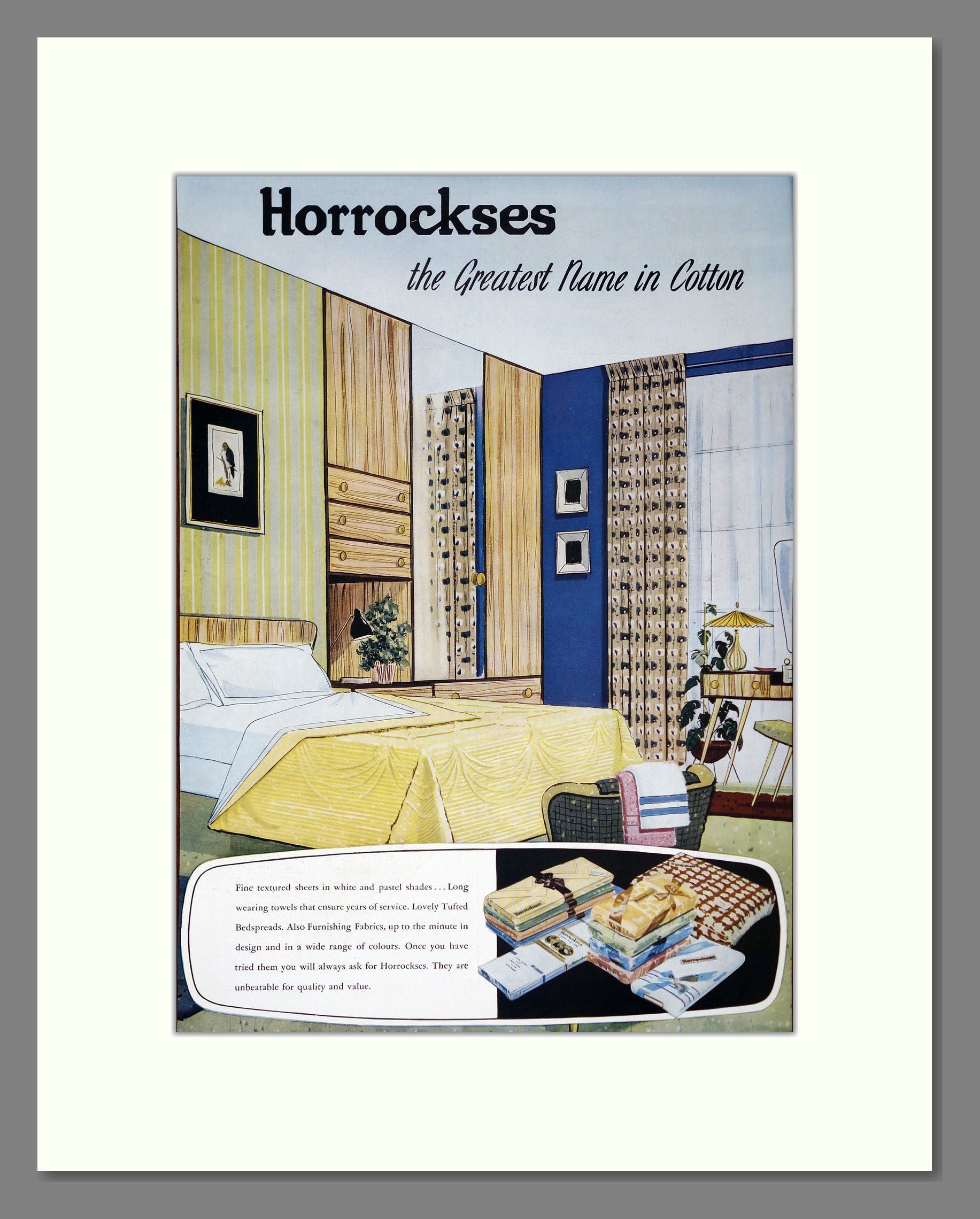 Horrockses - Cotton Sheets. Vintage Advert 1956 (ref AD302822)