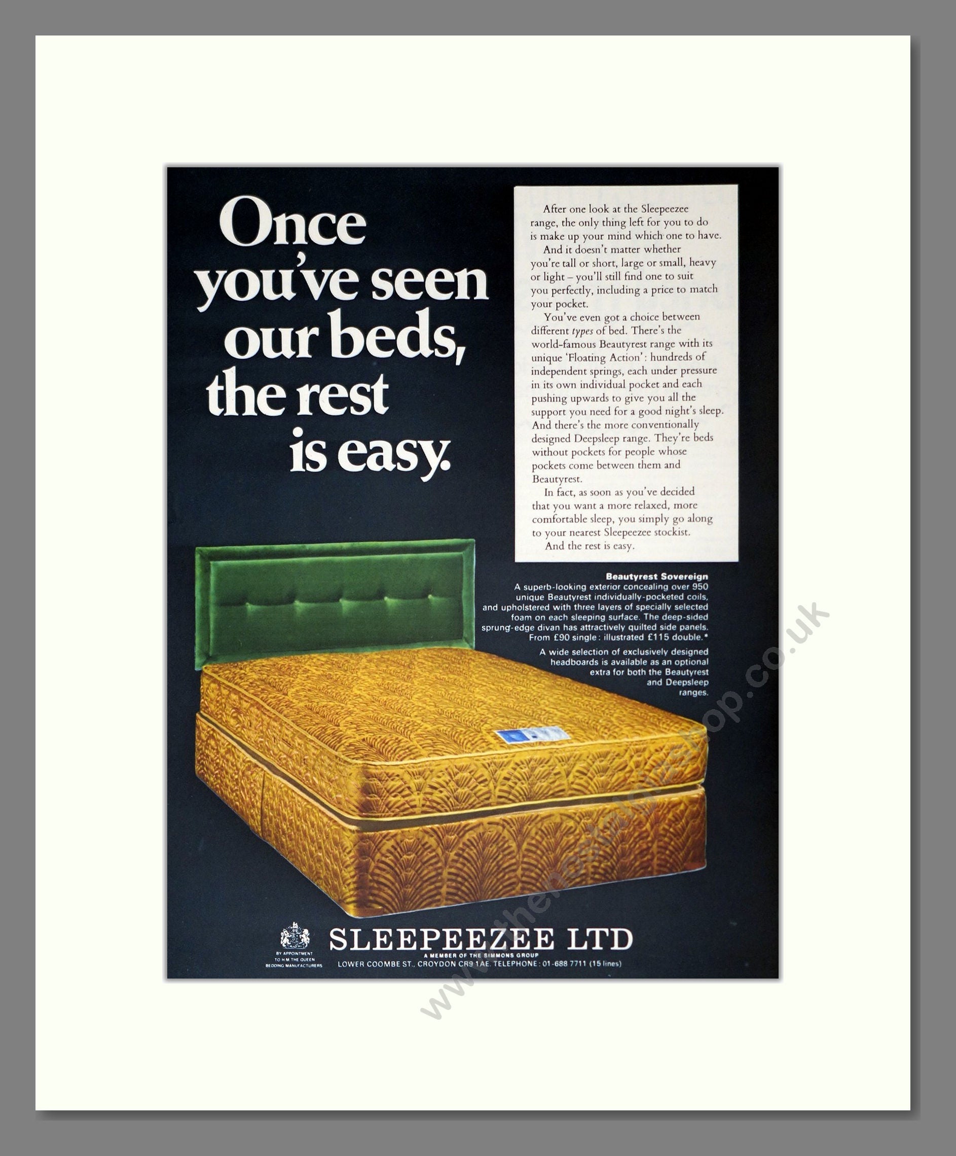 Sleepeezee - Beautyrest Mattress Double Advert. Vintage Advert 1971 (ref AD302830)