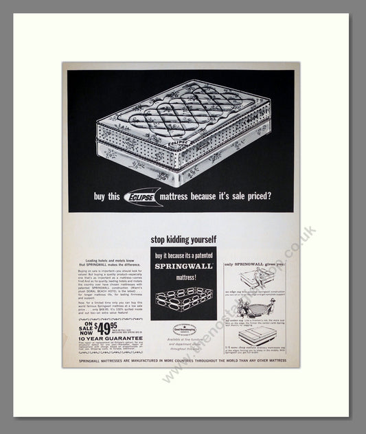 Eclipse - Springwall Mattress. Vintage Advert 1964 (ref AD302841)