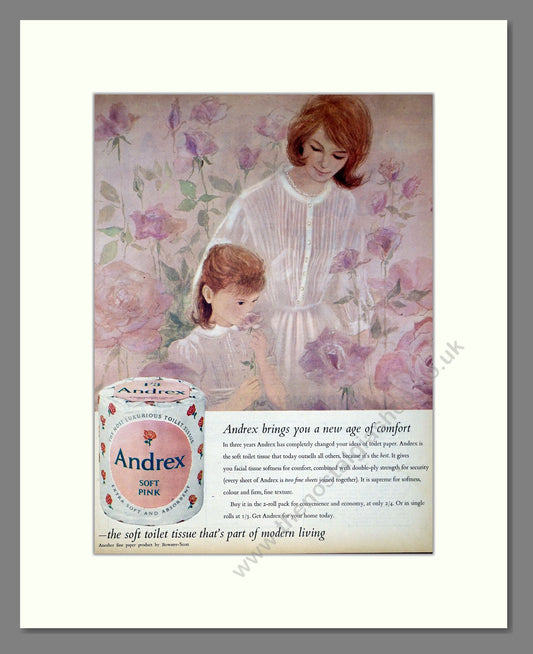 Andrex - Soft Pink Toilet Tissue. Vintage Advert 1961 (ref AD302892)