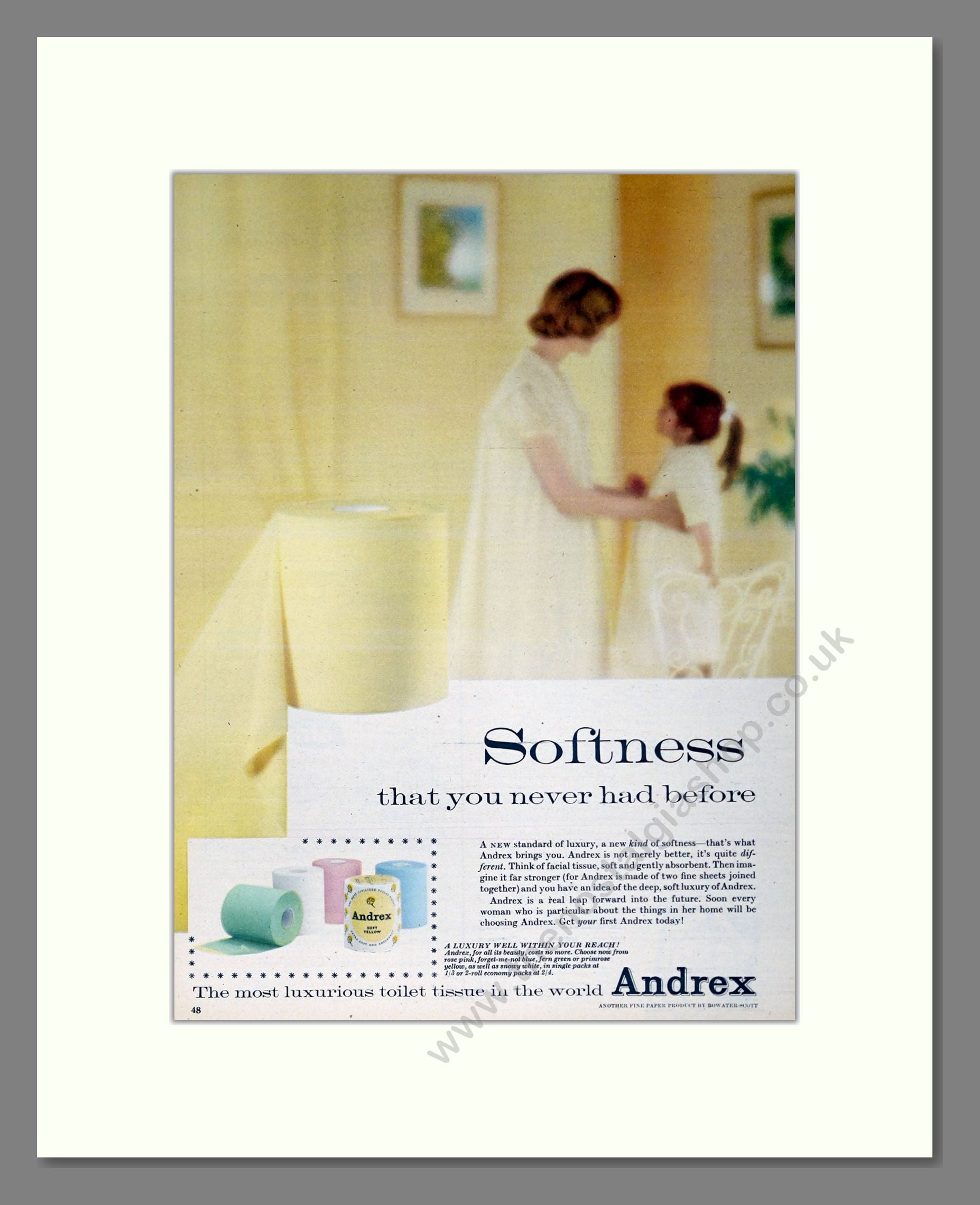 Andrex - Soft Yellow Toilet Tissue. Vintage Advert 1960 (ref AD302895)