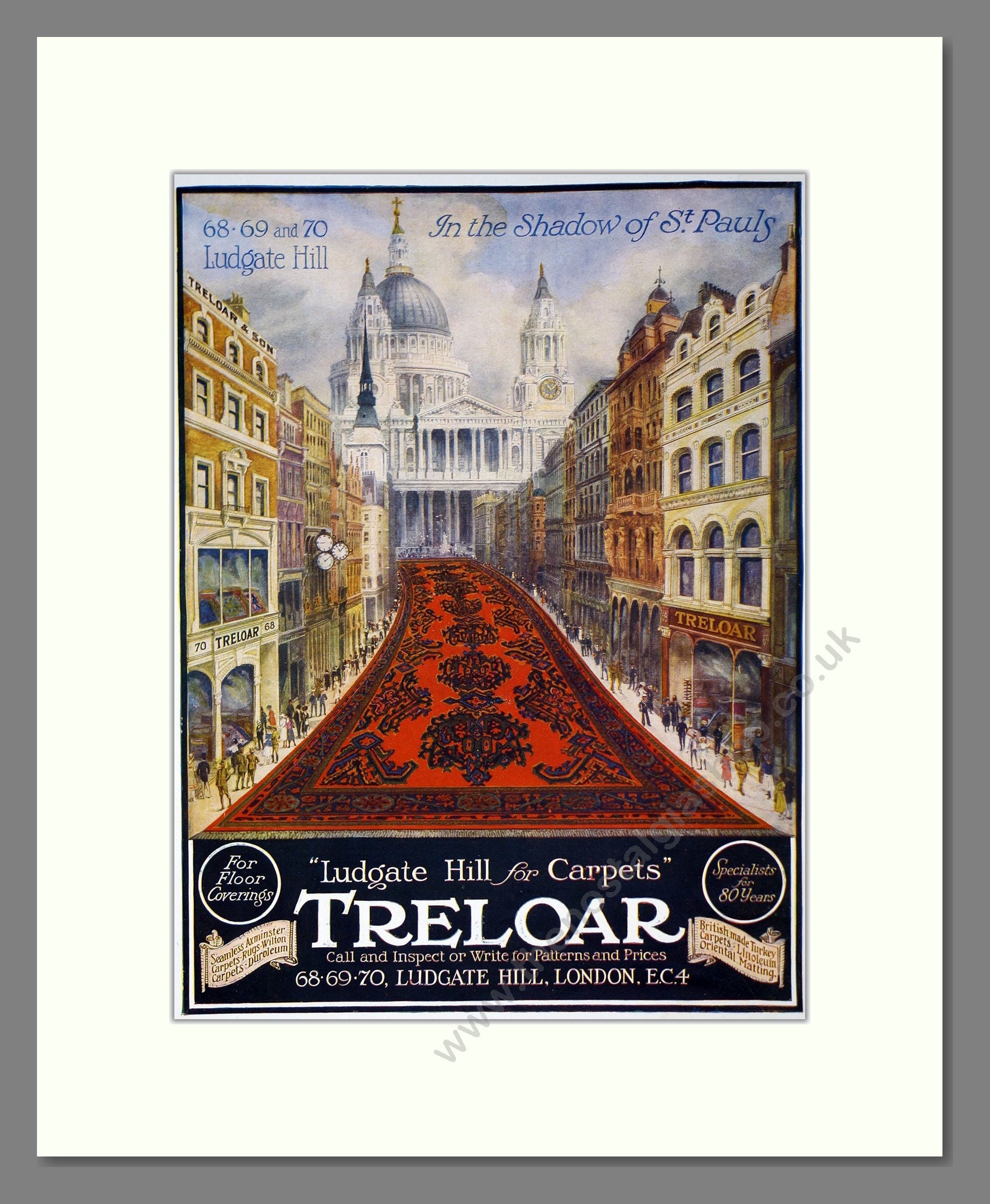 Treolar - Carpet Shop Ludgate Hill. Vintage Advert 1919 (ref AD302897)