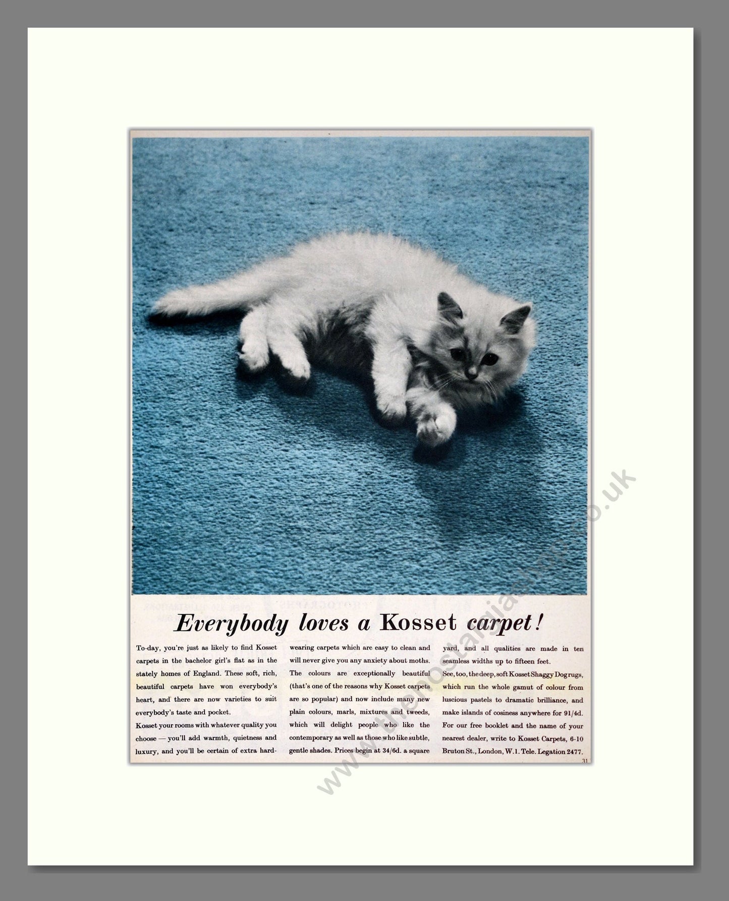 Kosset - Everybody Loves A Kosset Carpet. Vintage Advert 1958 (ref AD302901)