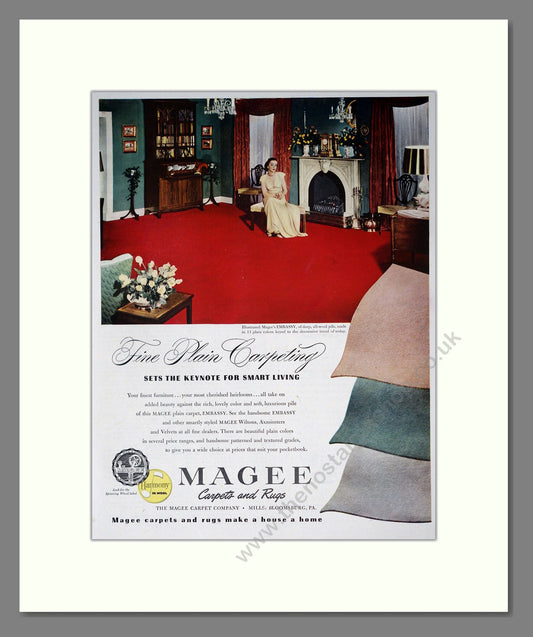 Magee - Fine Plain Carpeting. Vintage Advert 1948 (ref AD302911)