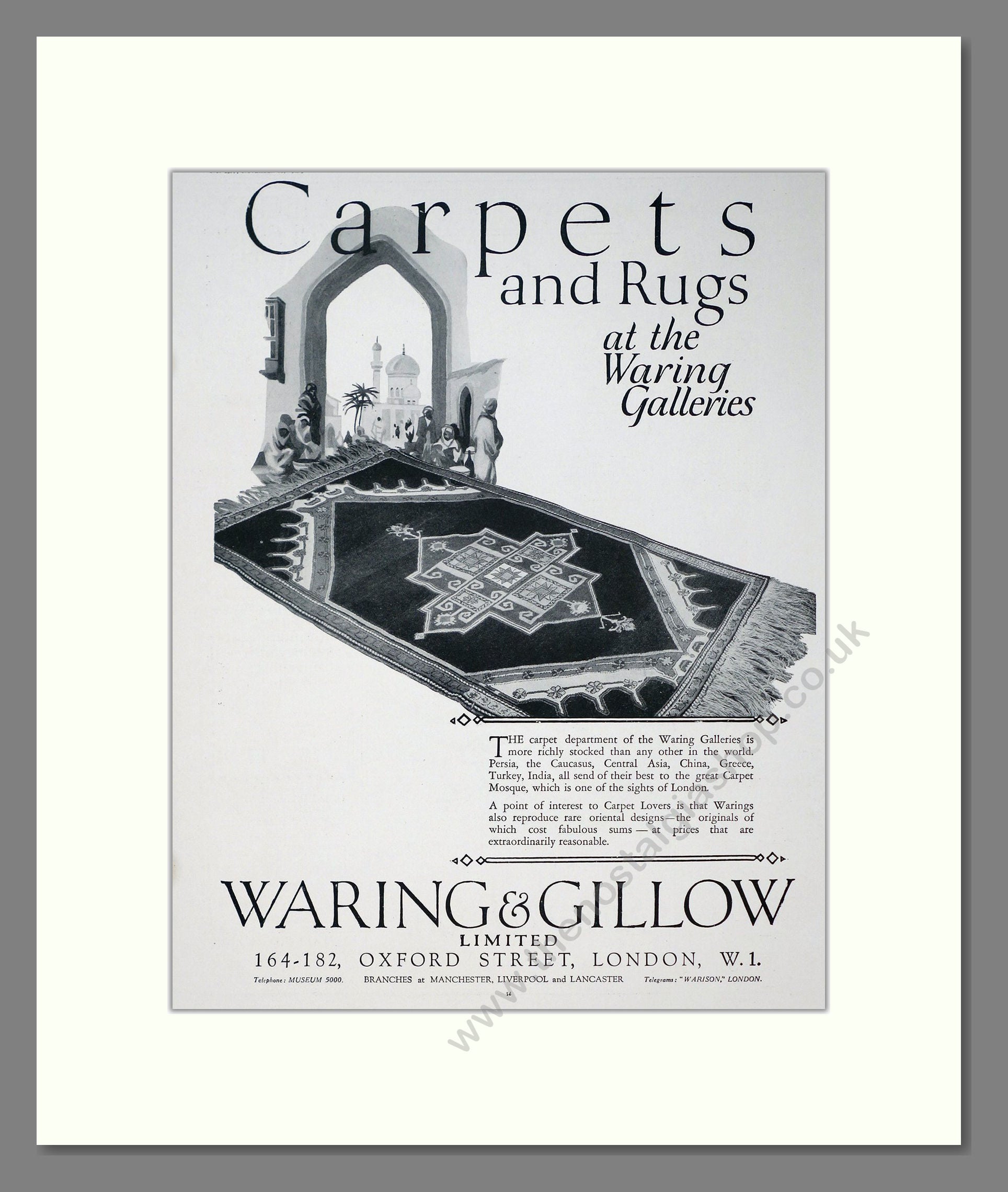 Waring and Gillow - Carpets And Rugs. Vintage Advert 1927 (ref AD302928)