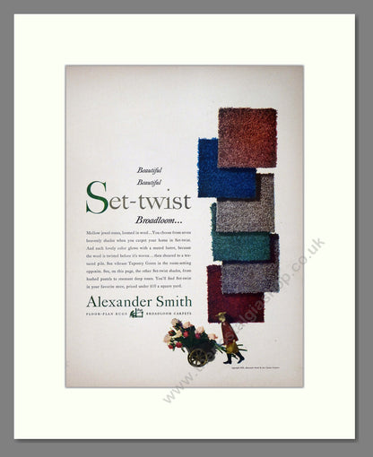 Alexander Smith - Set Twist Broadloom Carpets Double Advert. Vintage Advert 1950 (ref AD302935)