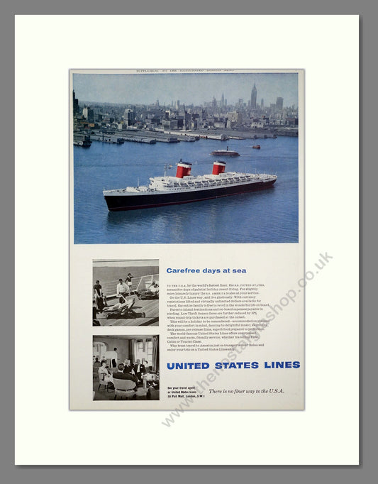 United State Lines - Ocean Liner. Vintage Advert 1960 (ref AD302966)