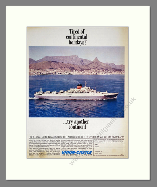 Union Castle Ships - Try Another Continent. Vintage Advert 1966 (ref AD302973)