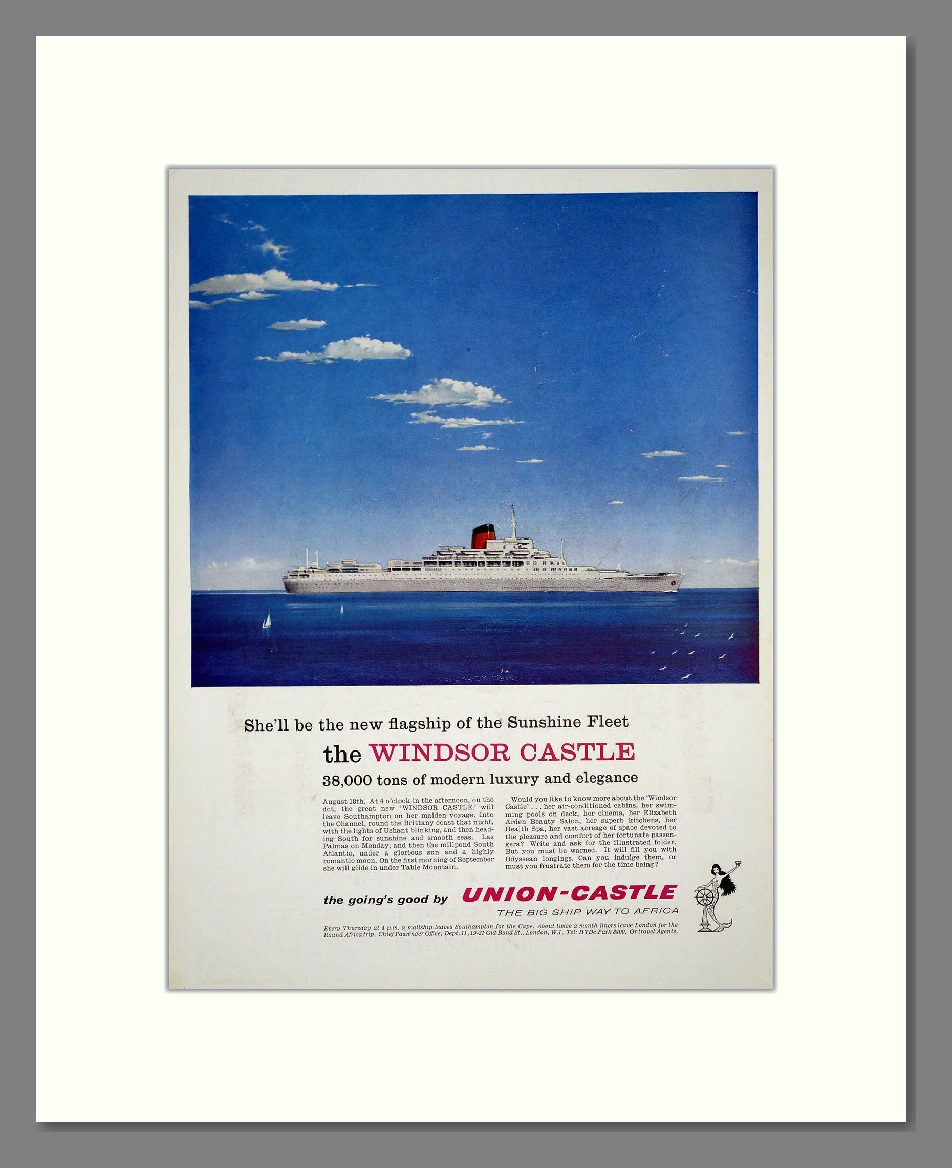 Union Castle Ships - Windor Castle. Vintage Advert 1960 (ref AD302974)