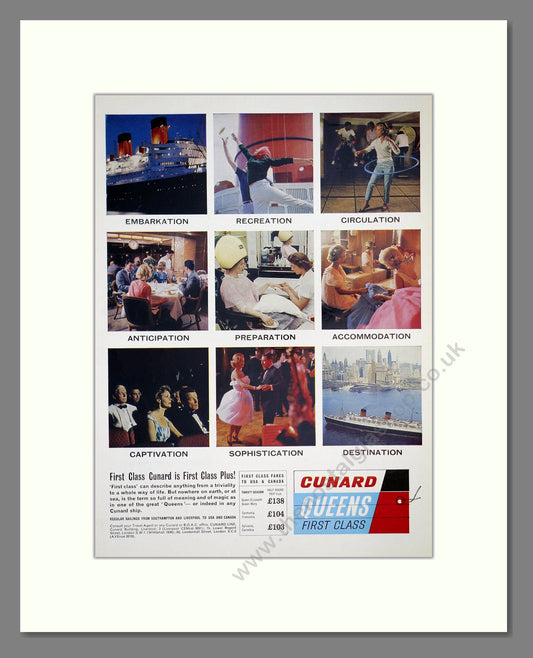 Cunard - Queens First Class. Vintage Advert 1963 (ref AD302975)