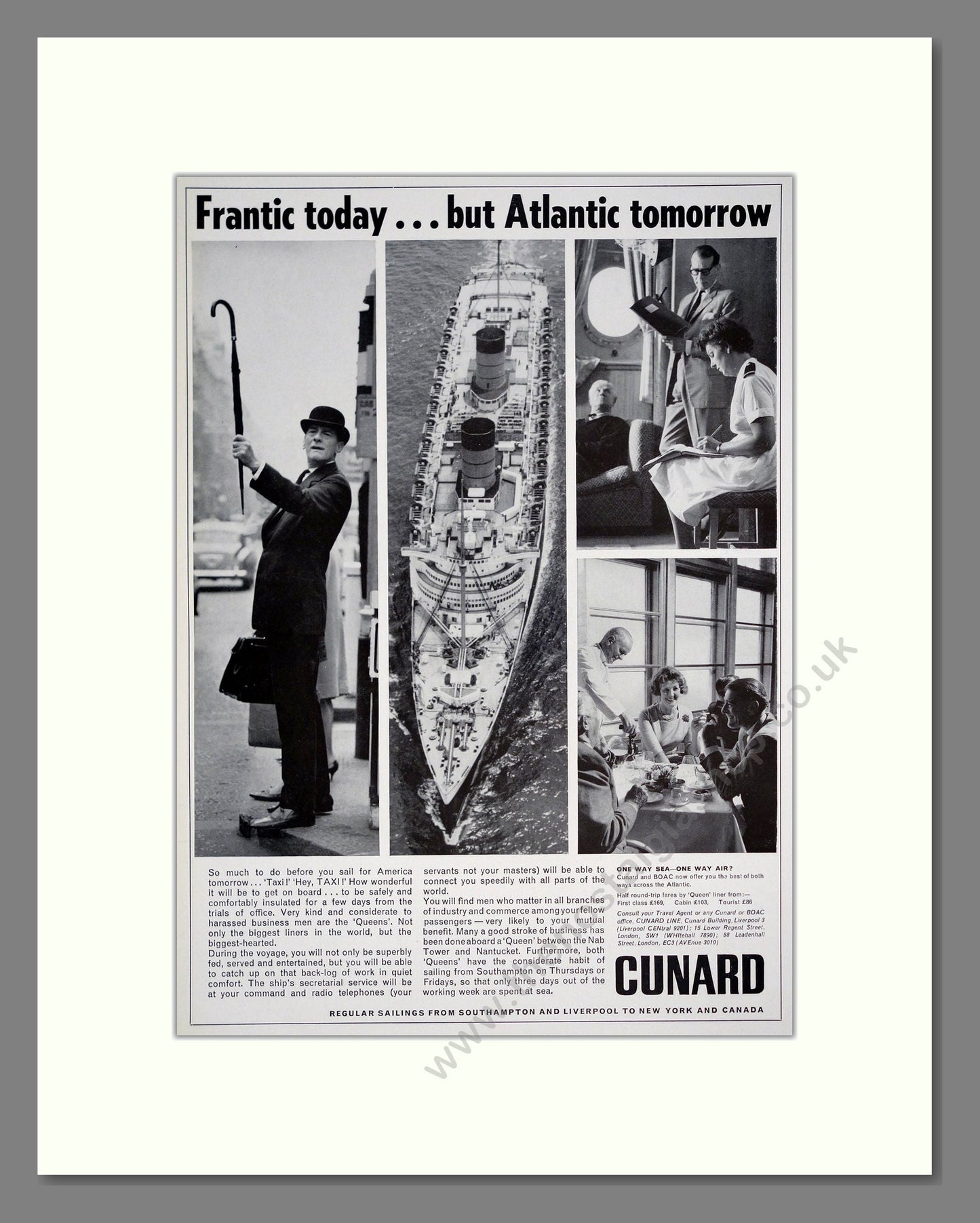 Cunard - Atlantic Tomorrow. Vintage Advert 1964 (ref AD302976)