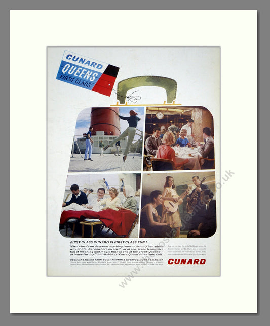 Cunard - Queens First Class. Vintage Advert 1963 (ref AD302977)