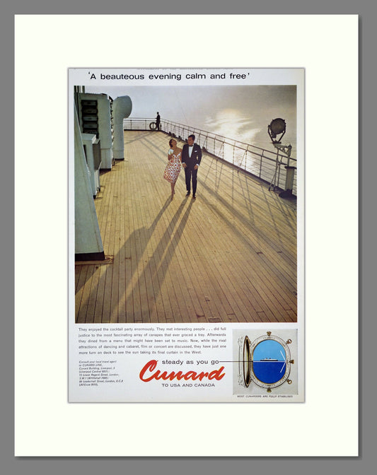 Cunard - Steady As You Go. Vintage Advert 1961 (ref AD302979)