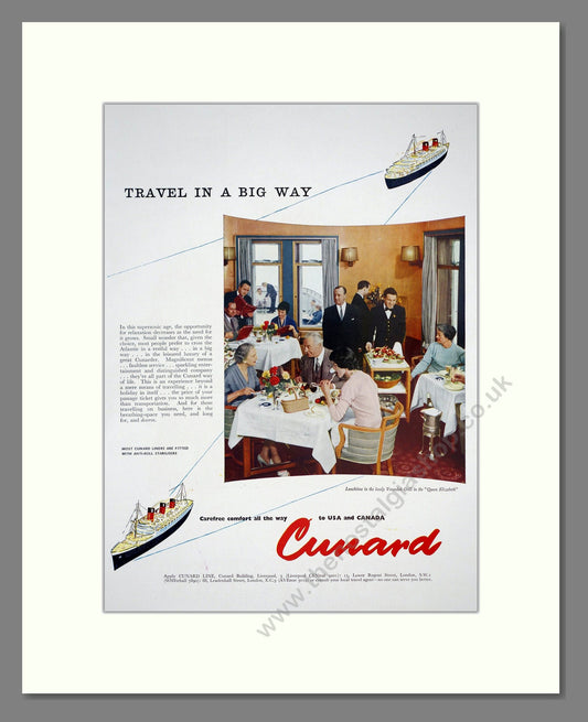 Cunard - Travel In A Big Way. Vintage Advert 1959 (ref AD302982)