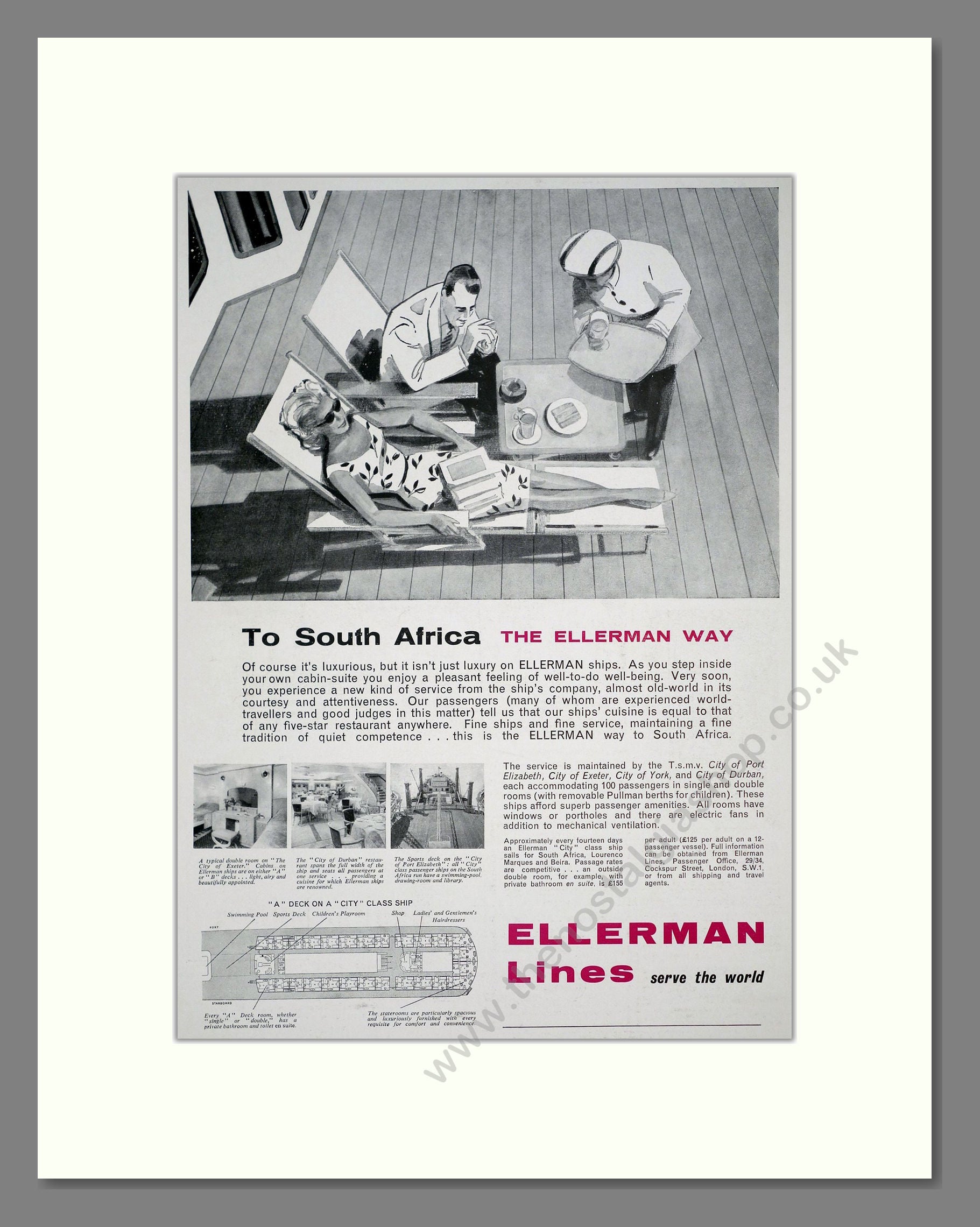 Ellerman Lines - To South Africa. Vintage Advert 1960 (ref AD302984)