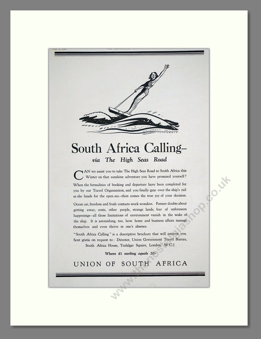 Union Of South Africa - South Africa Calling. Vintage Advert 1934 (ref AD303007)