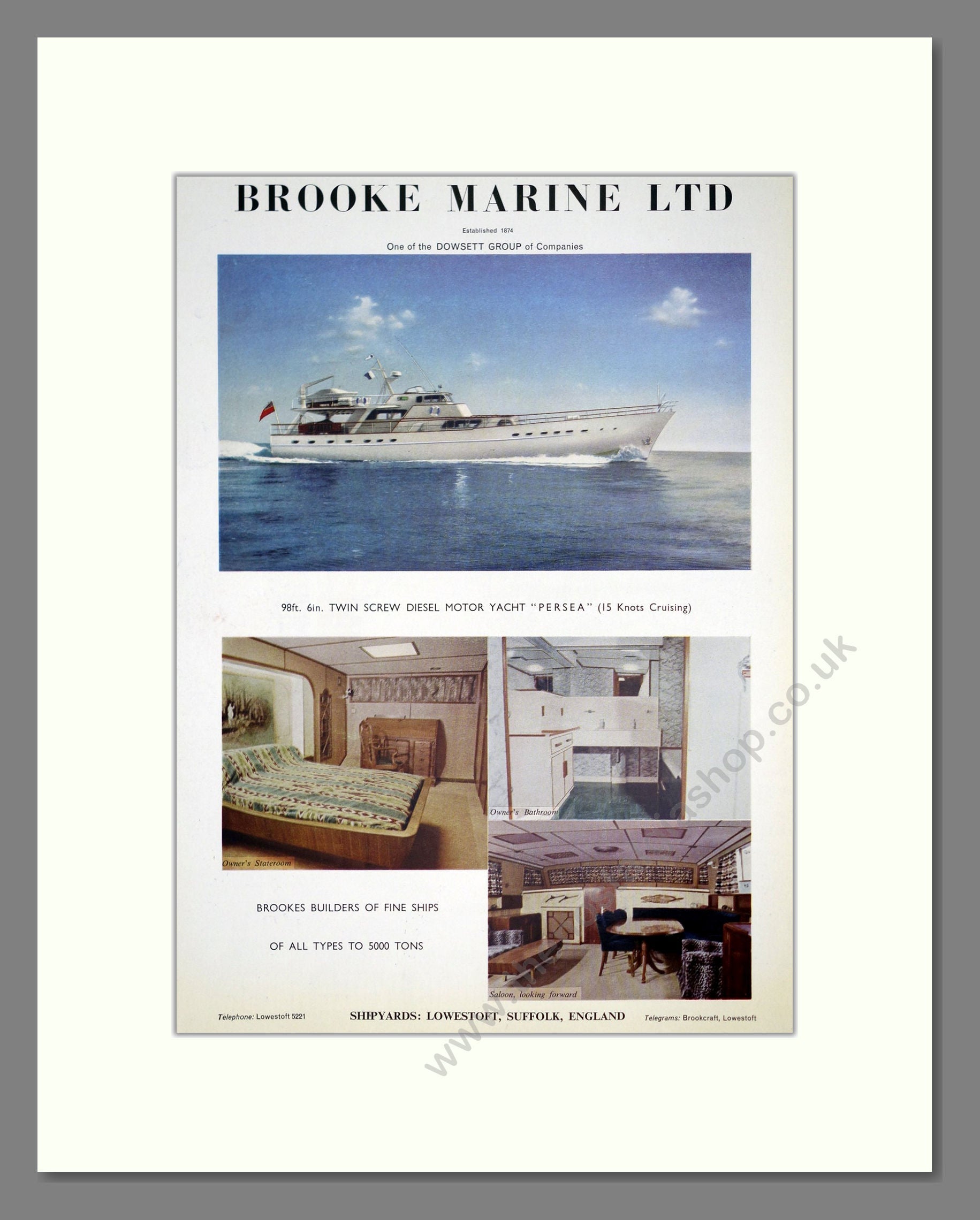 Brooke Marine - Persea Yacht. Vintage Advert 1964 (ref AD303018)