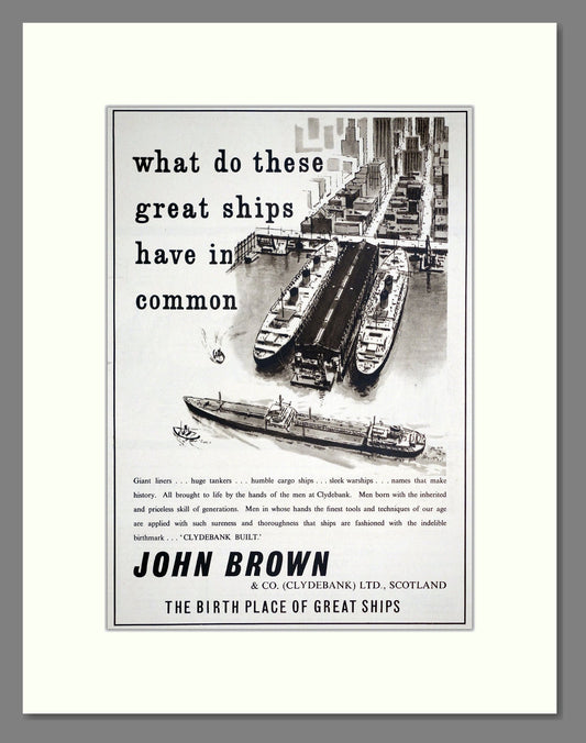 John Brown - Clydebank Shipbuilders. Vintage Advert 1961 (ref AD303024)