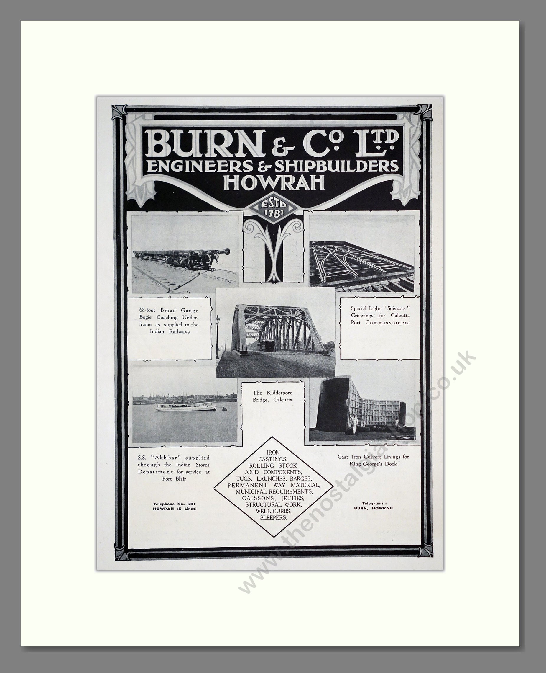 Burn and Co - Engineers and Shipbuilders. Vintage Advert 1933 (ref AD303029)