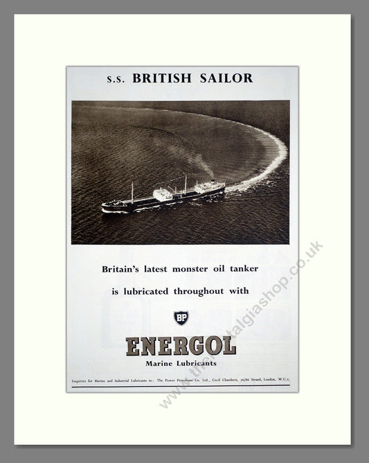 Energol - Marine Lubricants. Vintage Advert 1953 (ref AD303030)