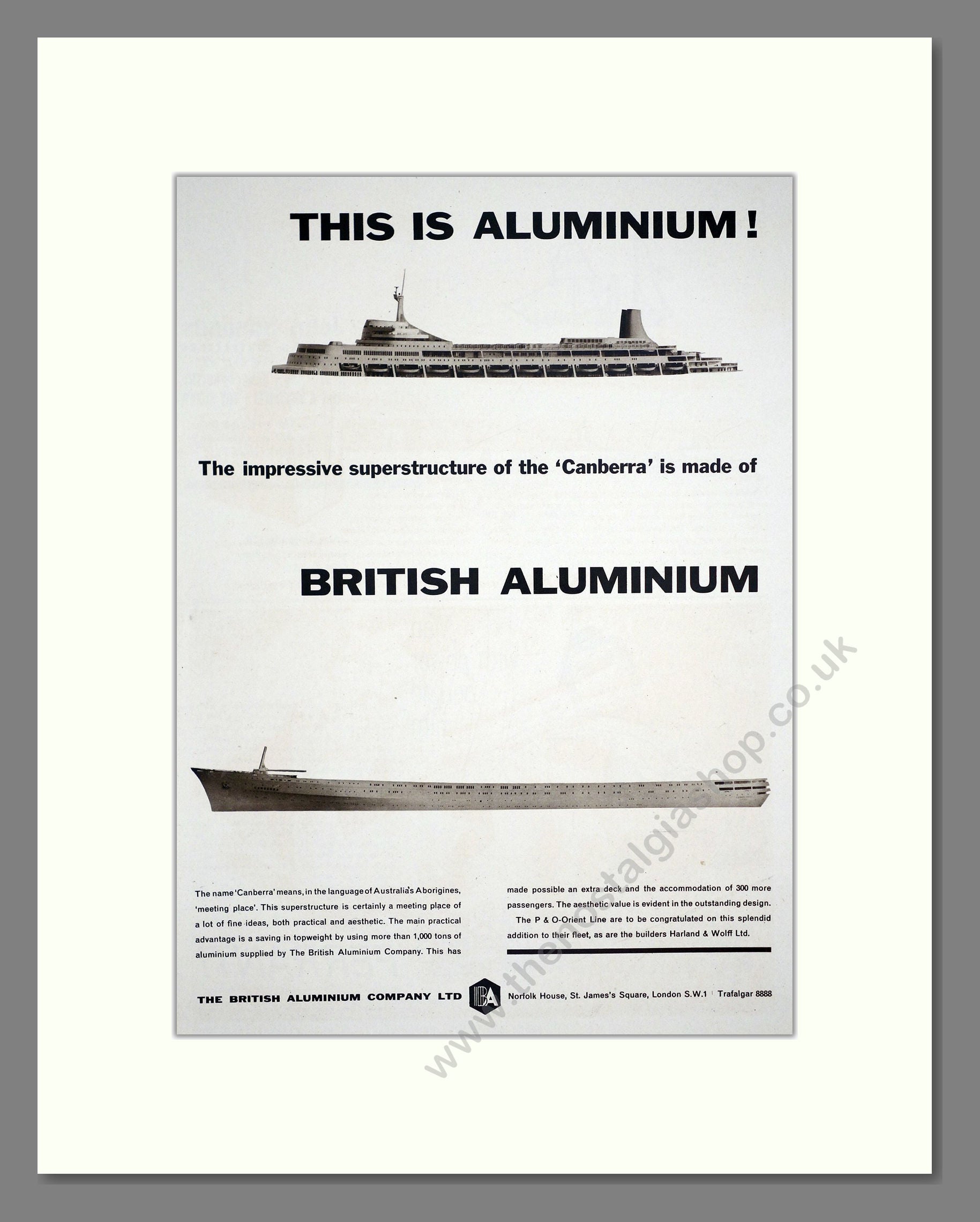 British Aluminium - Canberra Superstucture. Vintage Advert 1961 (ref AD303031)