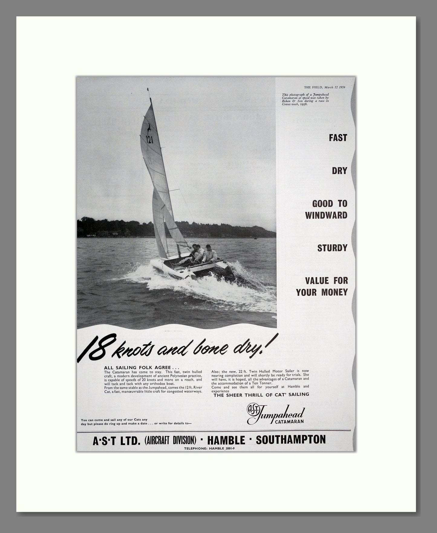 AST Ltd - Catamarans. Vintage Advert 1959 (ref AD303037)