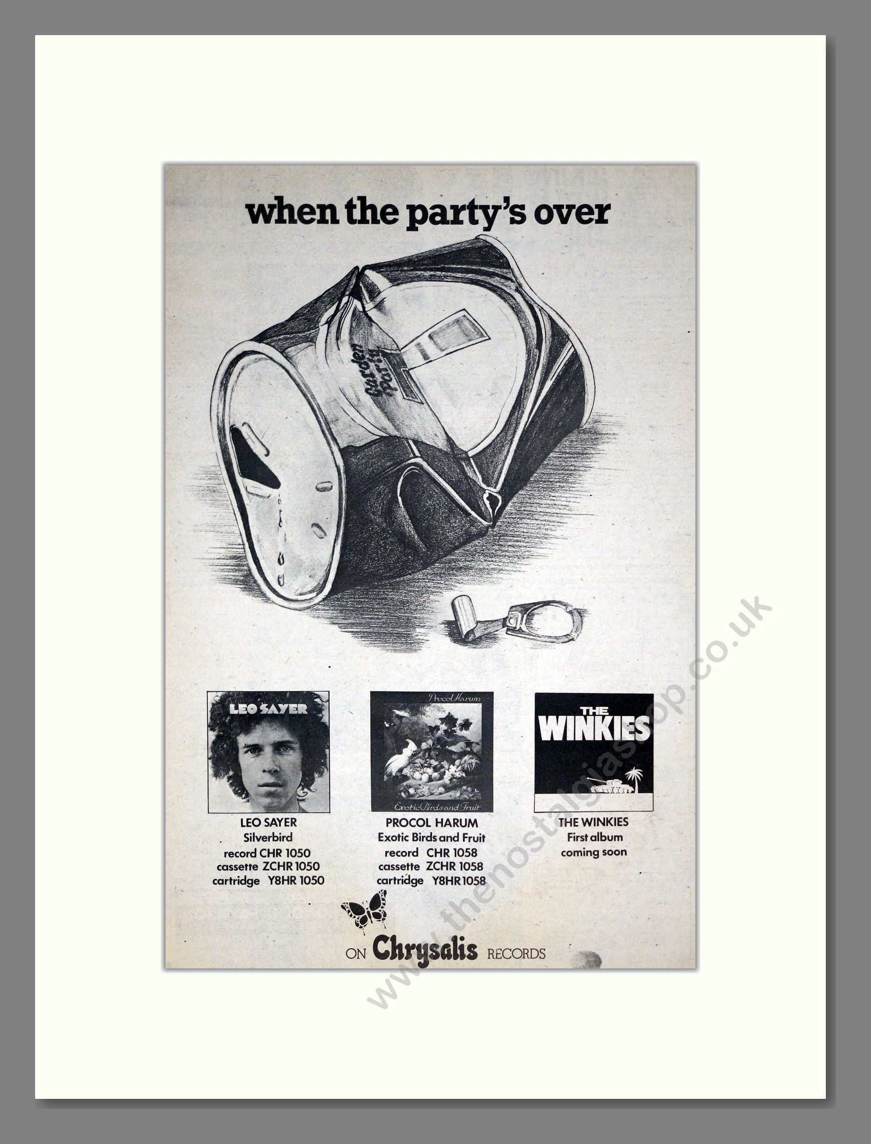 Leo Sayer / Procul Harem / Winkies (The) - 3 Albums. Vintage Advert 1974 (ref AD19687)