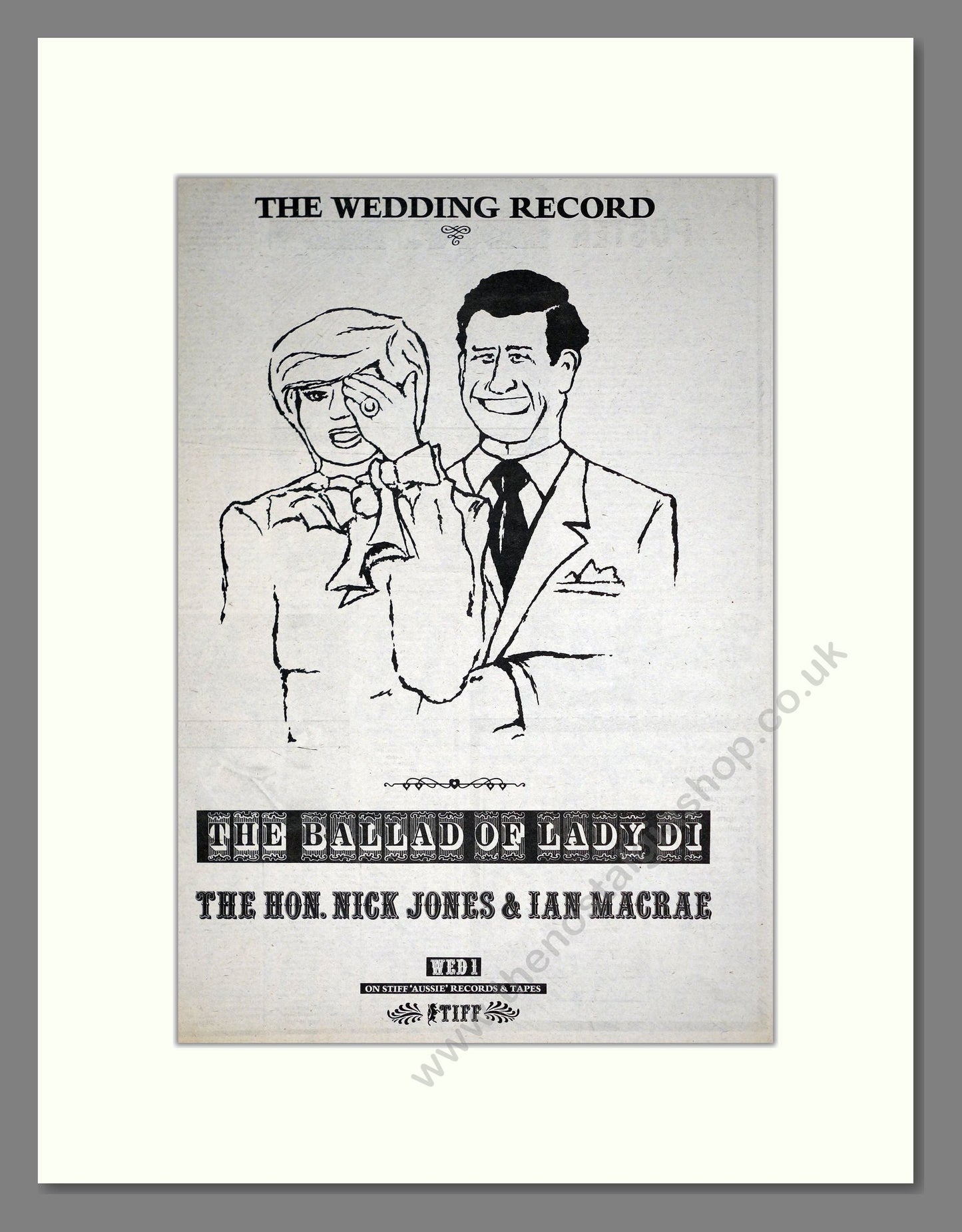 Hon. Nick Jones And Ian Macrae (The) - The Ballad Of Lady Di. Vintage Advert 1981 (ref AD19691)