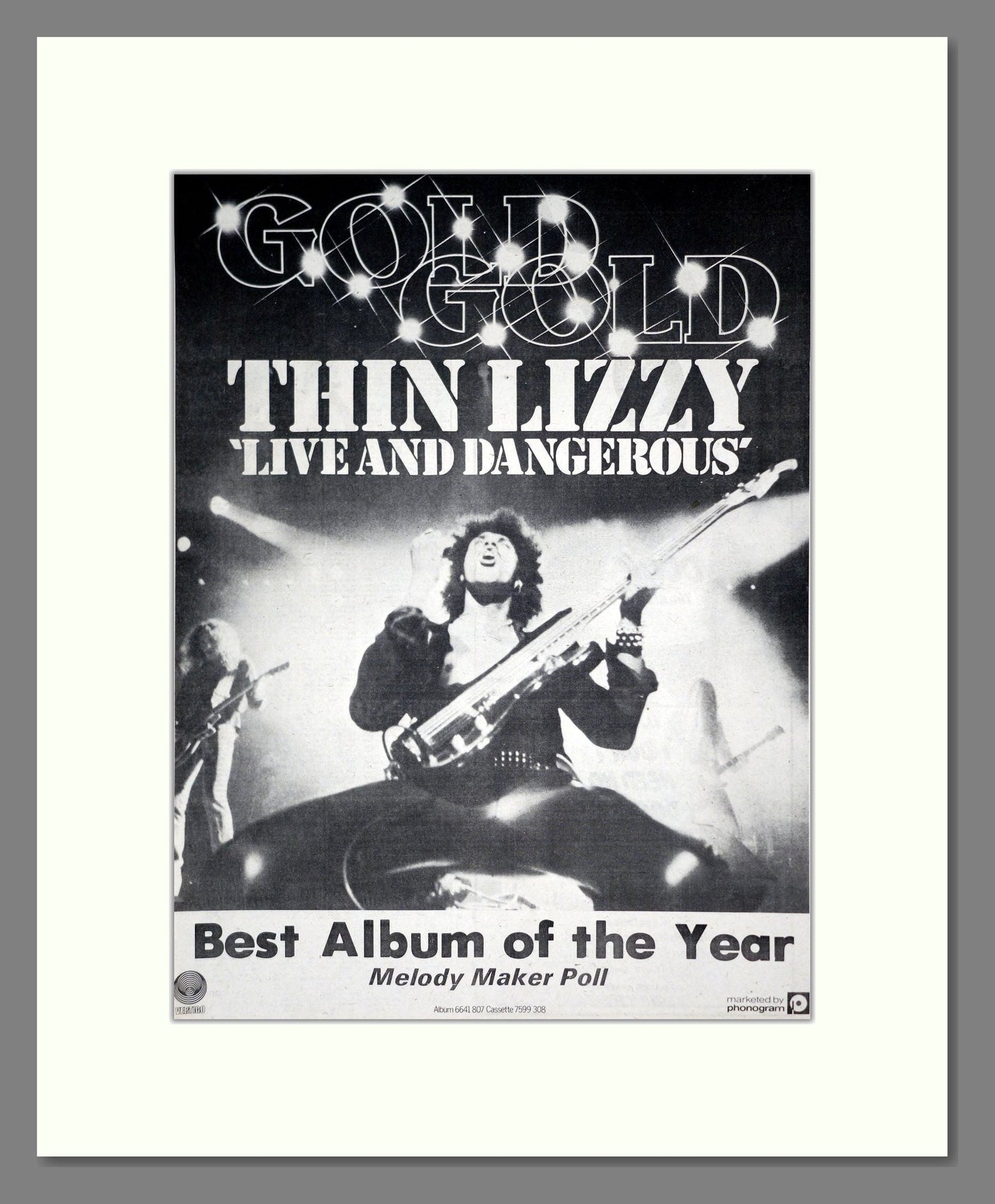 Thin Lizzy - Live And Dangerous. Vintage Advert 1978 (ref AD19721)