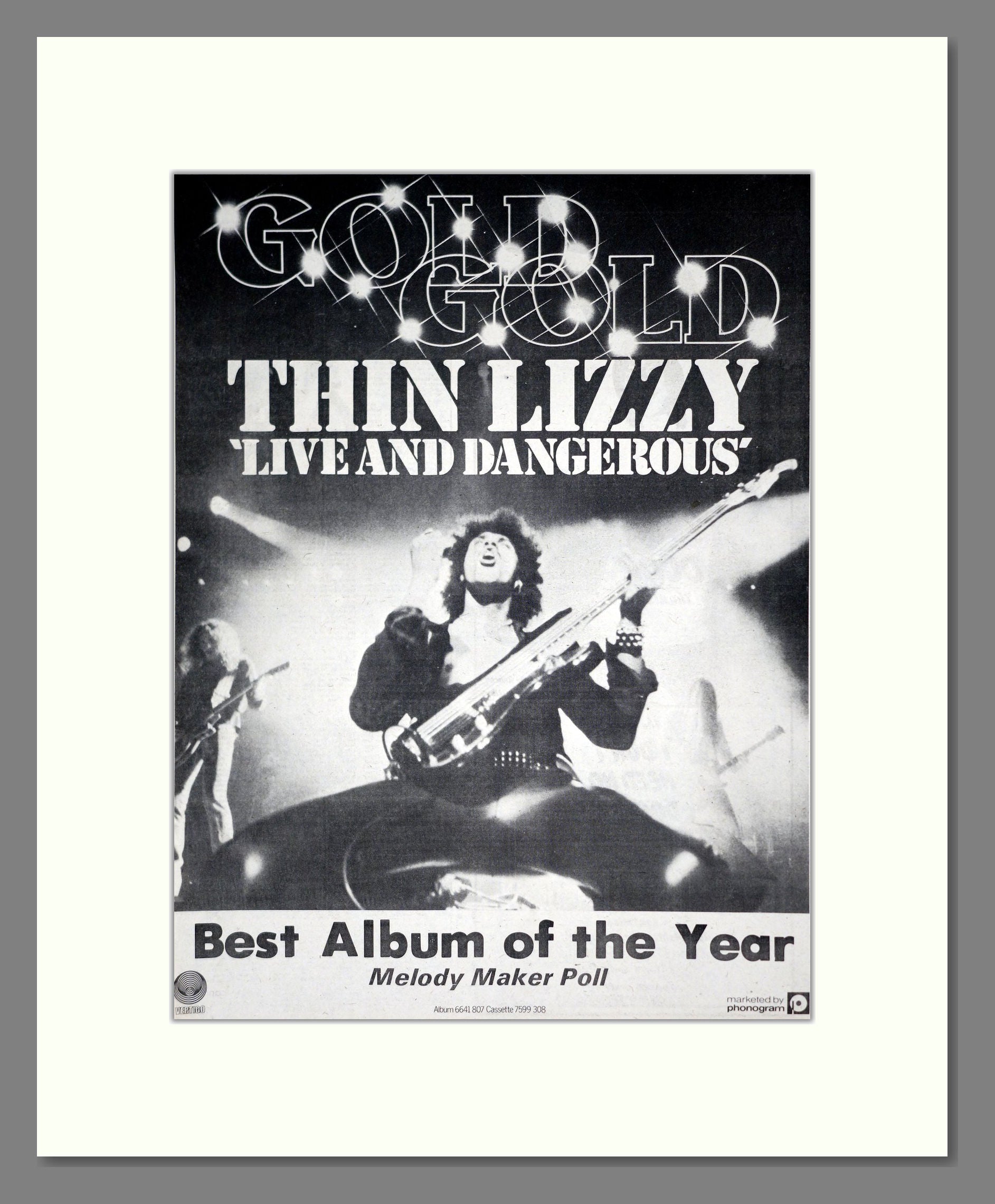 Thin Lizzy - Live And Dangerous. Vintage Advert 1978 (ref AD19721)