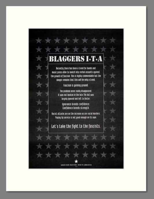 Blaggers ITA - Fight The Fascists. Vintage Advert 1983 (ref AD19731)