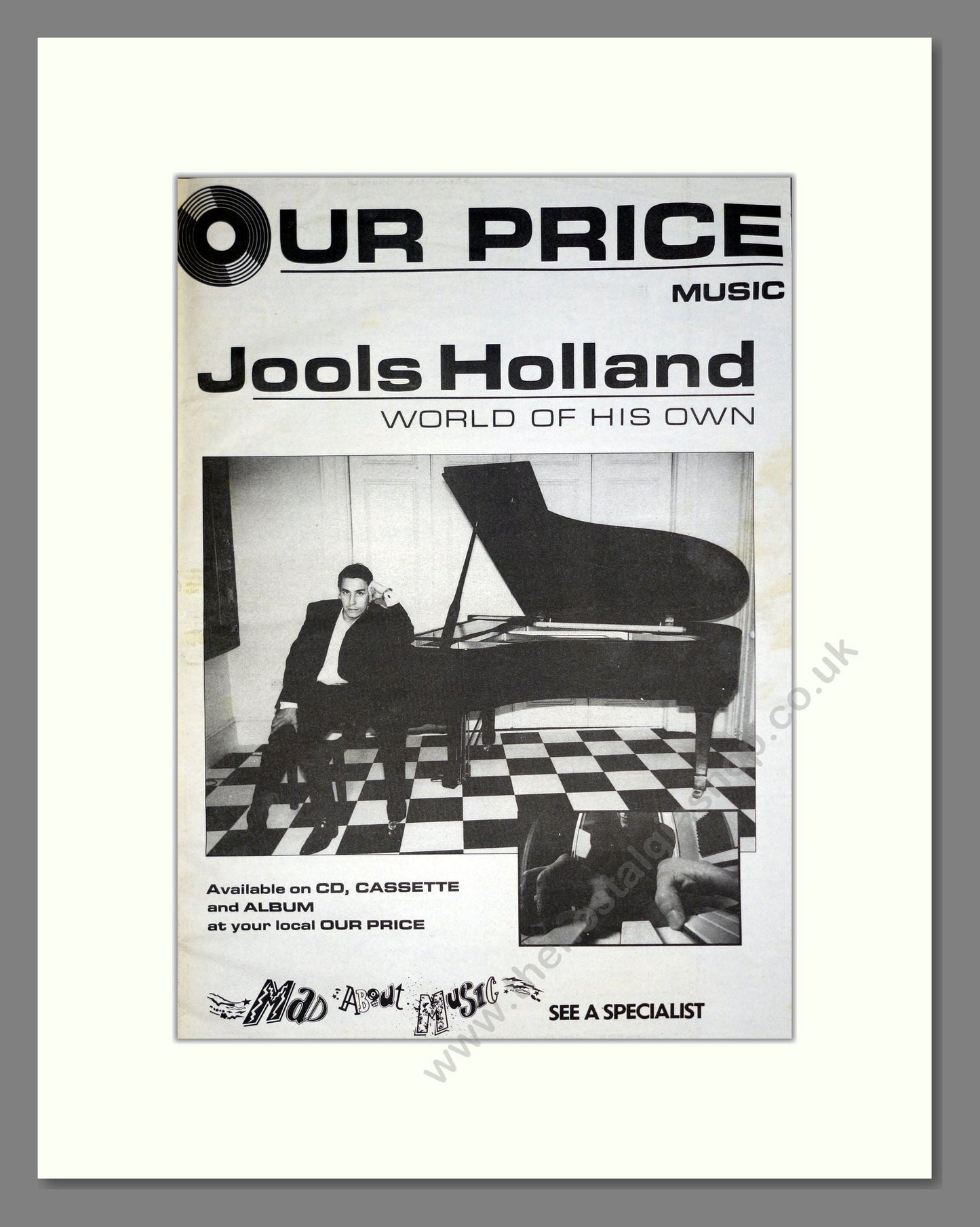 Jools Holland - World Of His Own. Vintage Advert 1990 (ref AD19742)