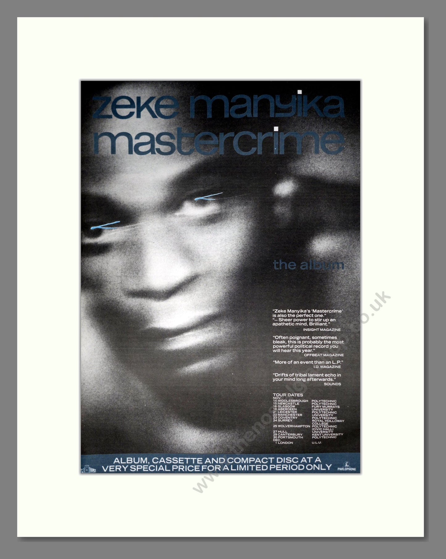 Zeke Manyika - Mastercrime. Vintage Advert 1989 (ref AD19743)