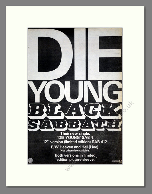 Black Sabbath - Die Young. Vintage Advert 1980 (ref AD19746)