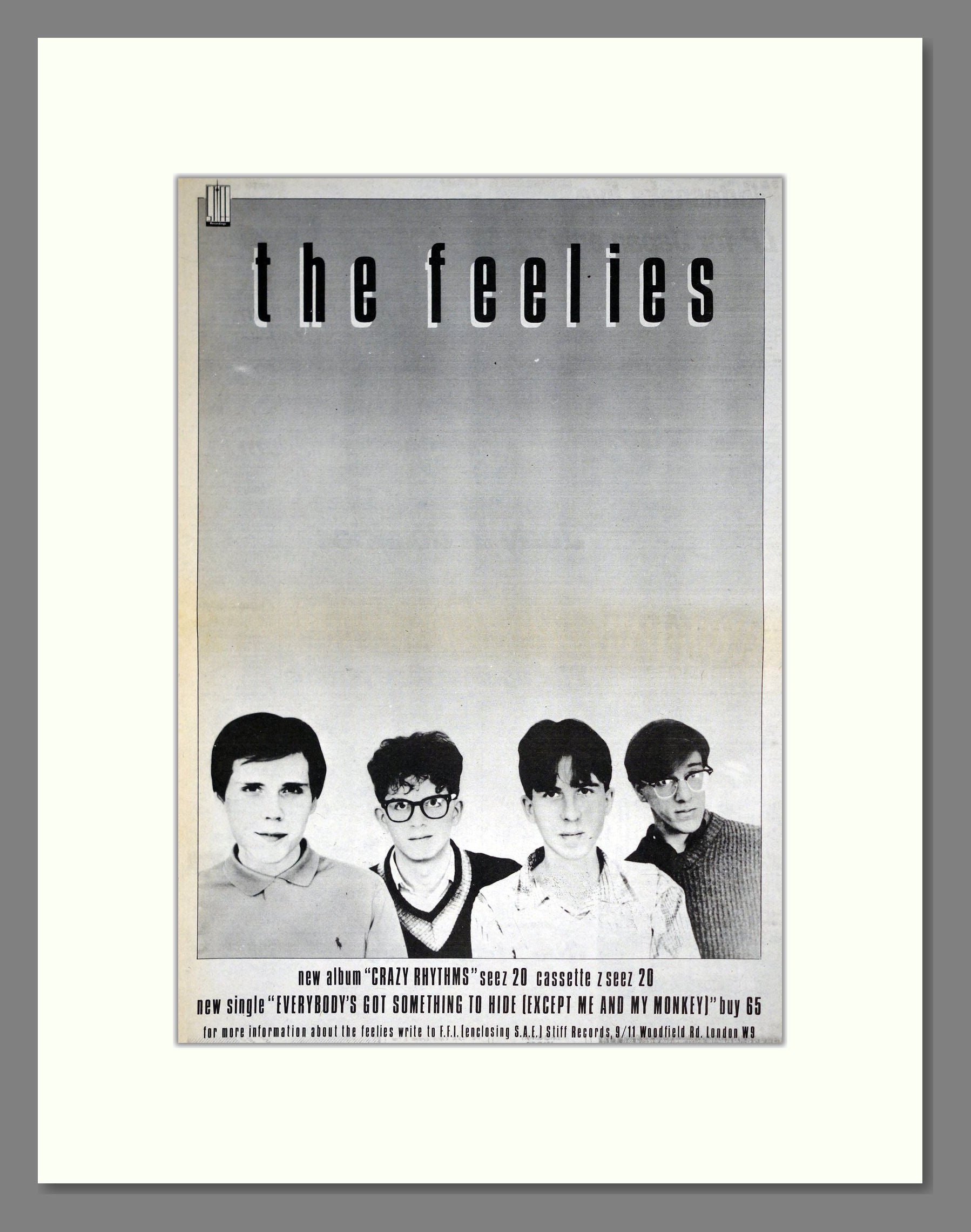 Feelies (The) - Crazy Rhythms. Vintage Advert 1980 (ref AD19776)