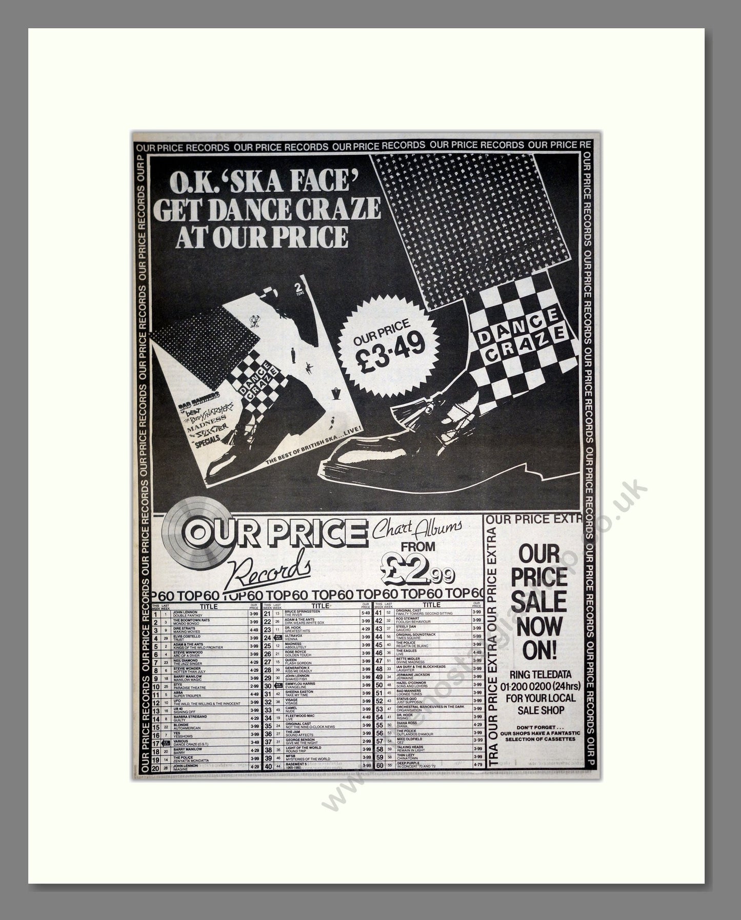 Dance Craze - SKA Album. Vintage Advert 1981 (ref AD19784)