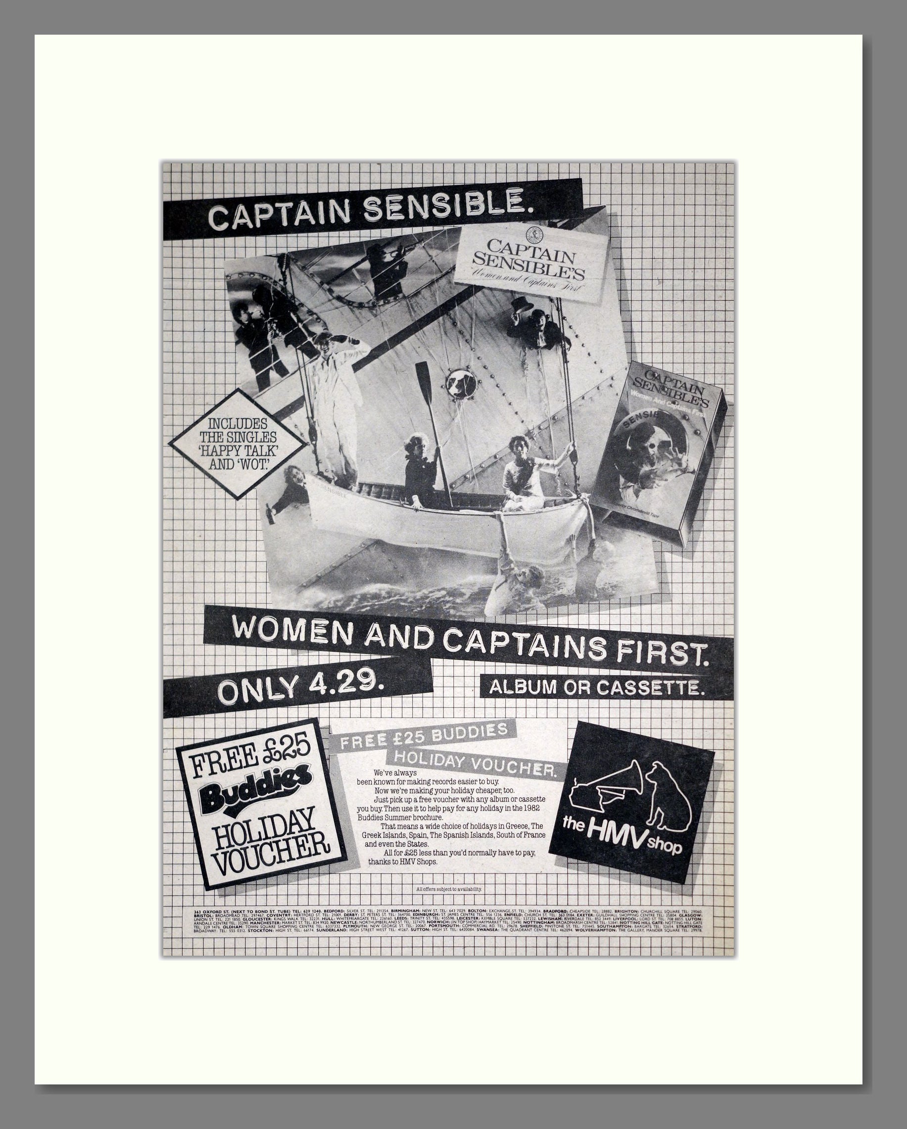 Captain Sensible - Women And Captains First. Vintage Advert 1982 (ref AD19788)