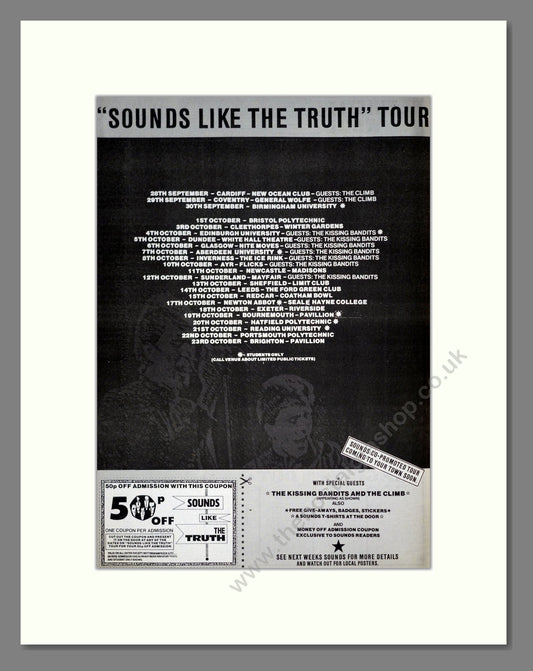 Truth (The) - Sounds Like The Truth UK Tour. Vintage Advert 1983 (ref AD19818)