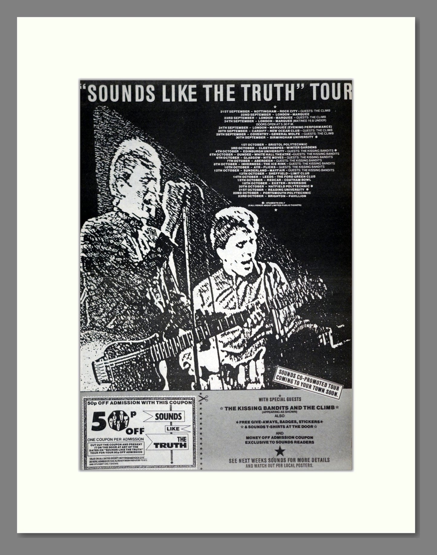 Truth (The) - Sounds Like The Truth UK Tour. Vintage Advert 1983 (ref AD19820)