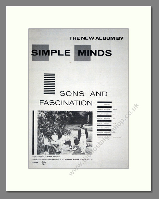 Simple Minds - Sons And Fascination. Vintage Advert 1981 (ref AD19832)