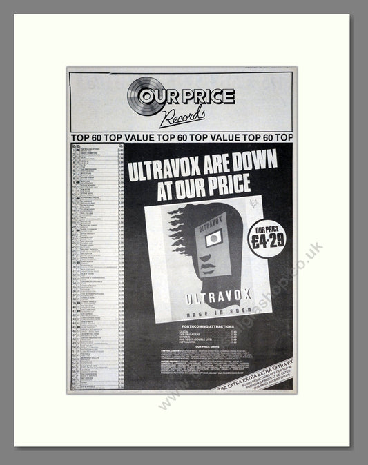 Ultravox - Rage In Eden. Vintage Advert 1981 (ref AD19833)